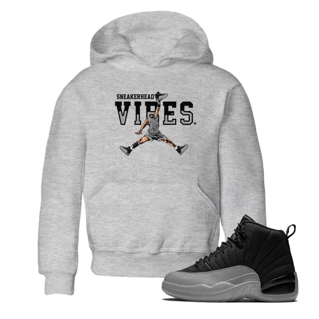 snkmatch Vibes snkmatch Tees Kids - Air Jordan 12 Black Wolf Grey