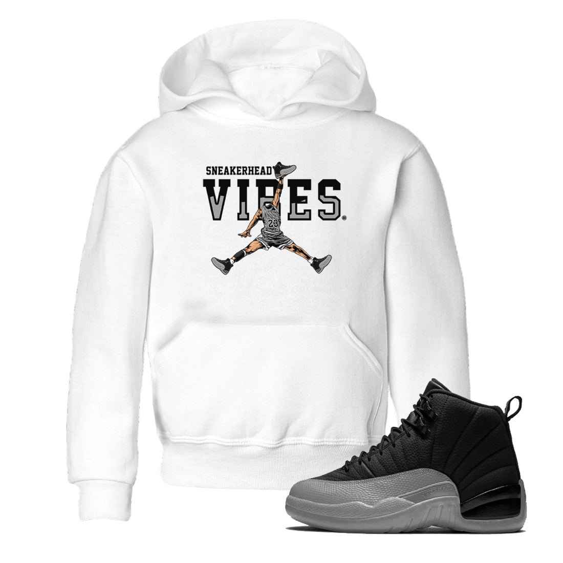 snkmatch Vibes snkmatch Tees Kids - Air Jordan 12 Black Wolf Grey