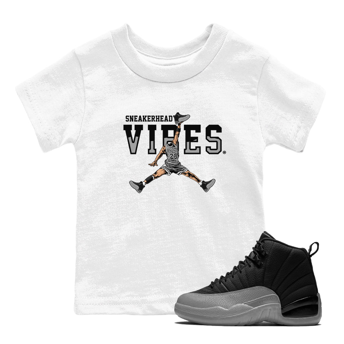 snkmatch Vibes snkmatch Tees Kids - Air Jordan 12 Black Wolf Grey