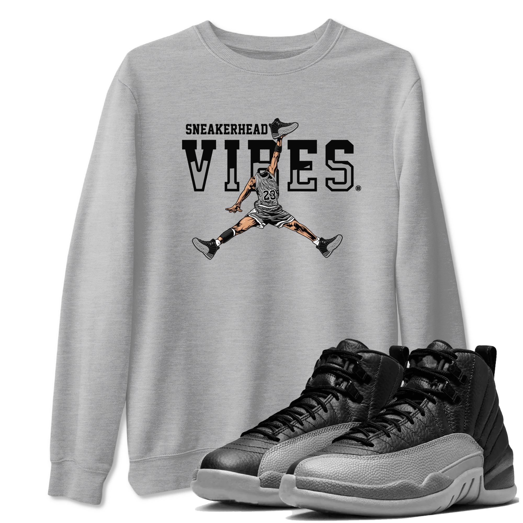 snkmatch Vibes snkmatch Tees - Air Jordan 12 Black Wolf Grey