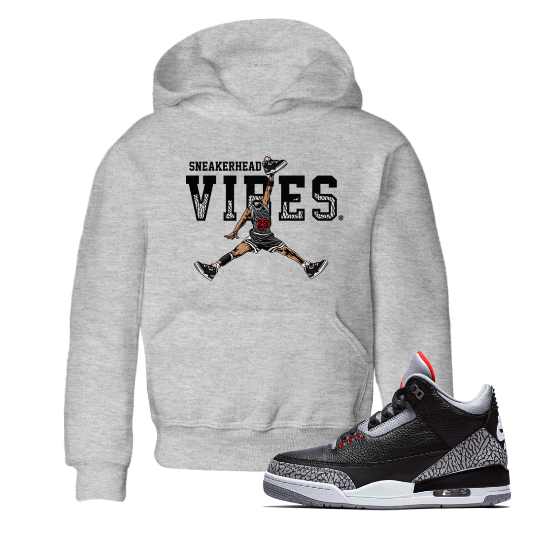 snkmatch Vibes snkmatch Tees Kids - Air Jordan 3 Black Cement