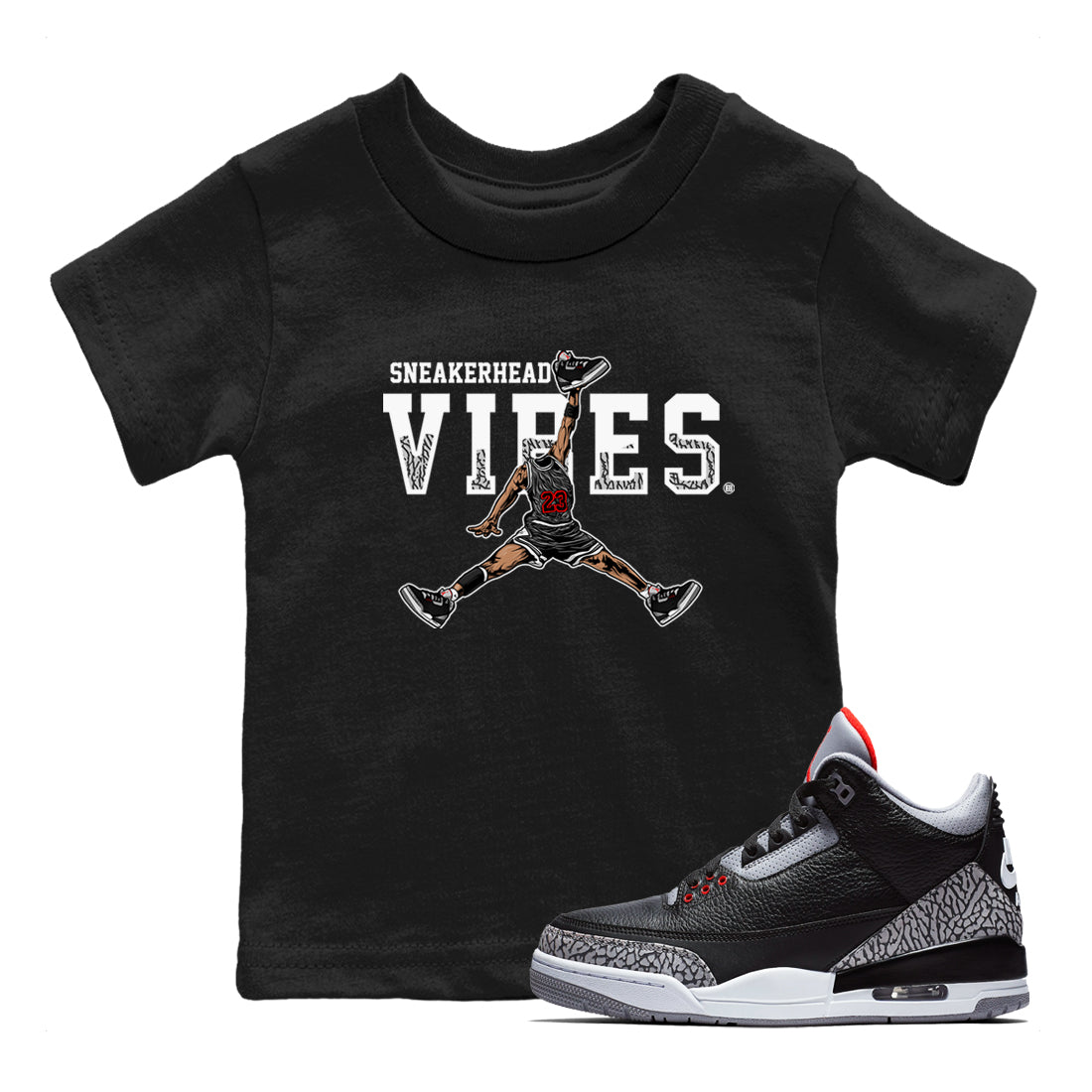 snkmatch Vibes snkmatch Tees Kids - Air Jordan 3 Black Cement