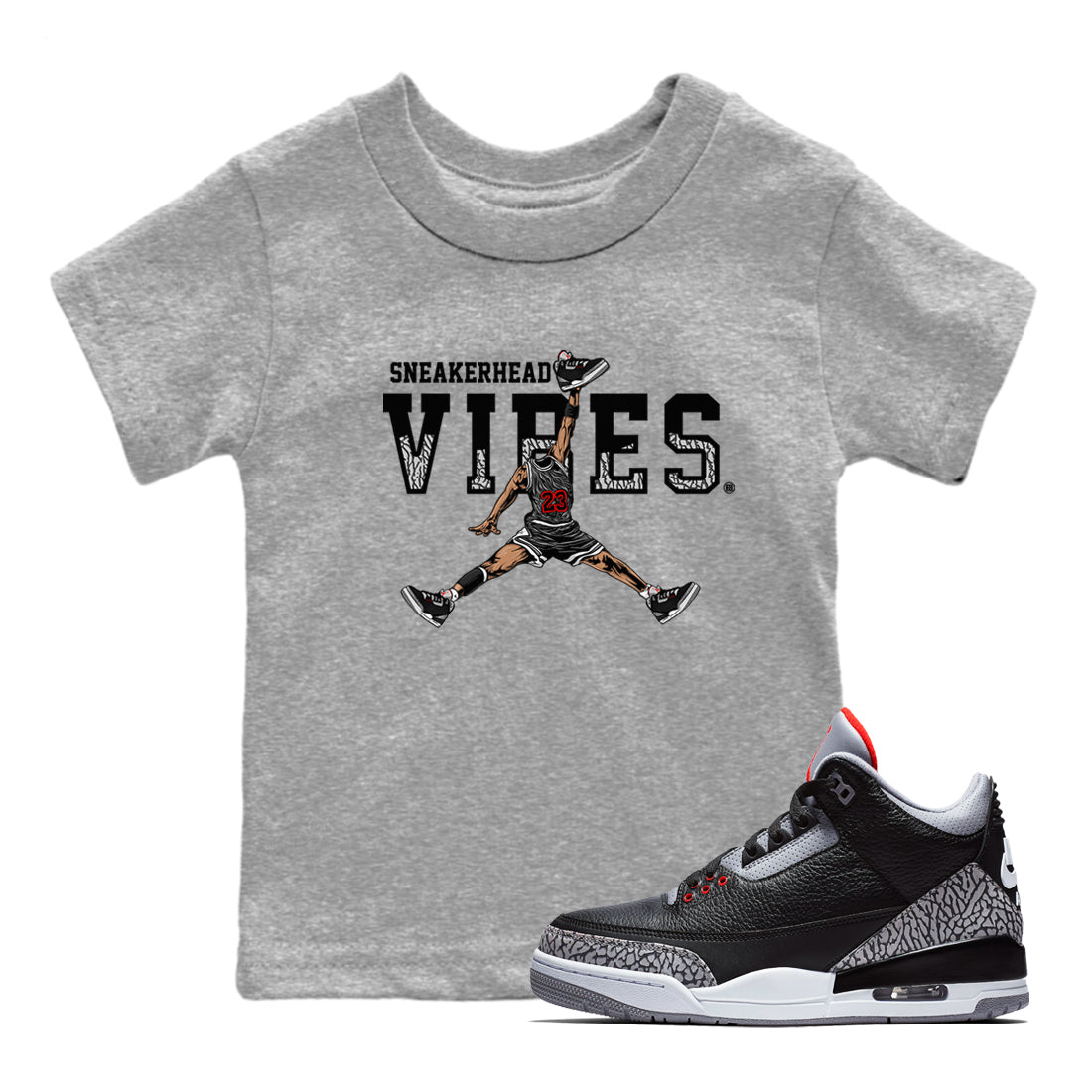 snkmatch Vibes snkmatch Tees Kids - Air Jordan 3 Black Cement