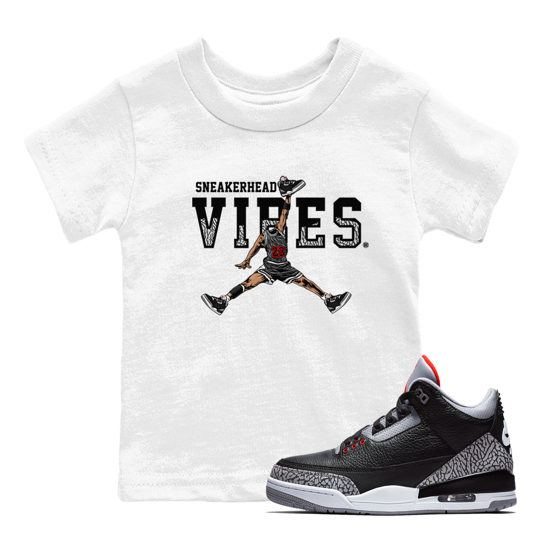 snkmatch Vibes snkmatch Tees Kids - Air Jordan 3 Black Cement