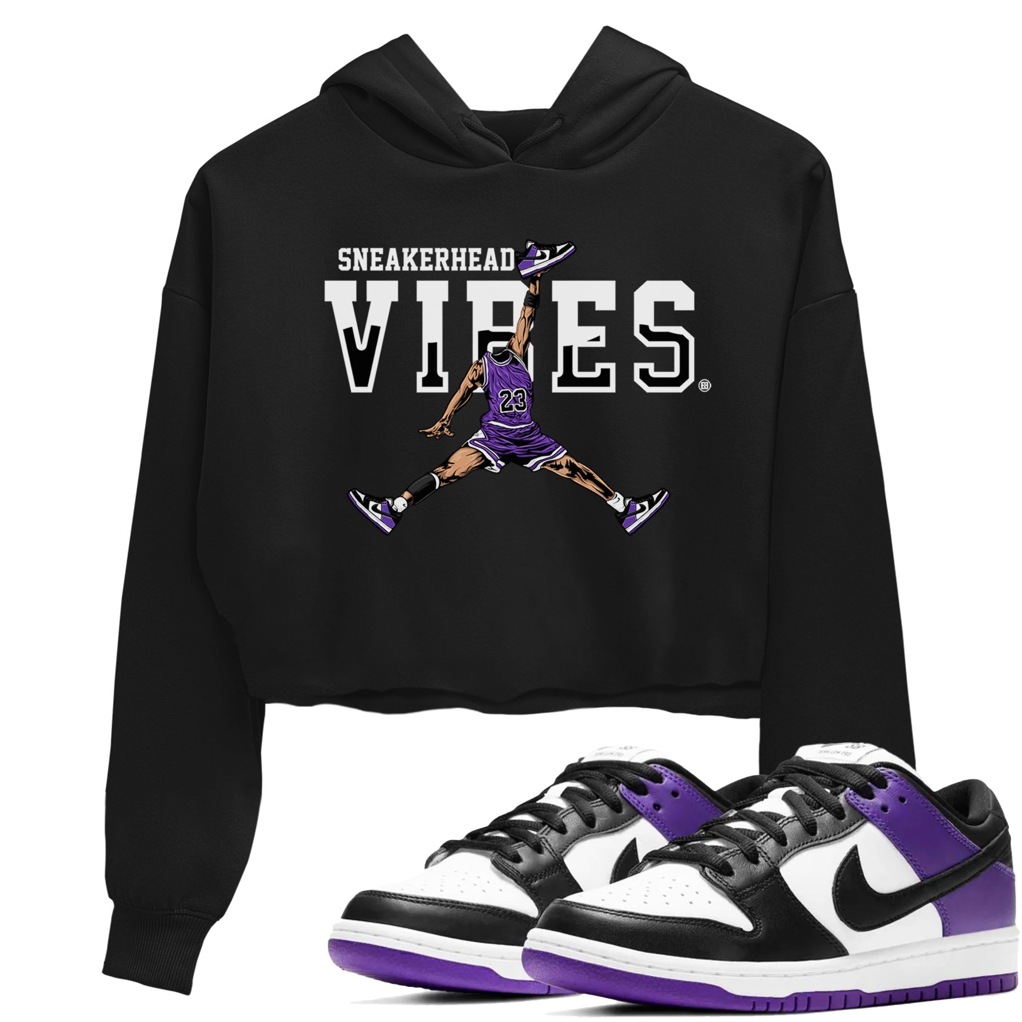 snkmatch Vibes snkmatch Tees Crop Top - Dunk Low Court Purple