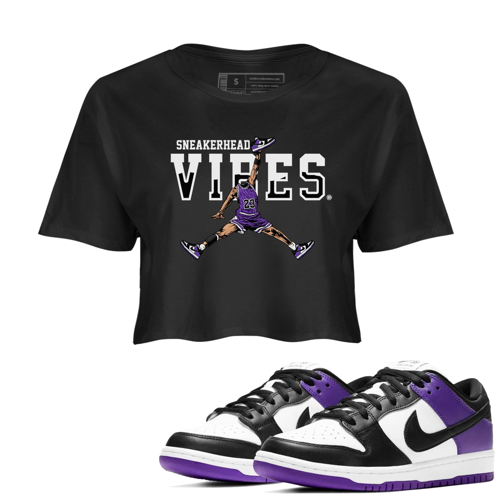 snkmatch Vibes snkmatch Tees Crop Top - Dunk Low Court Purple