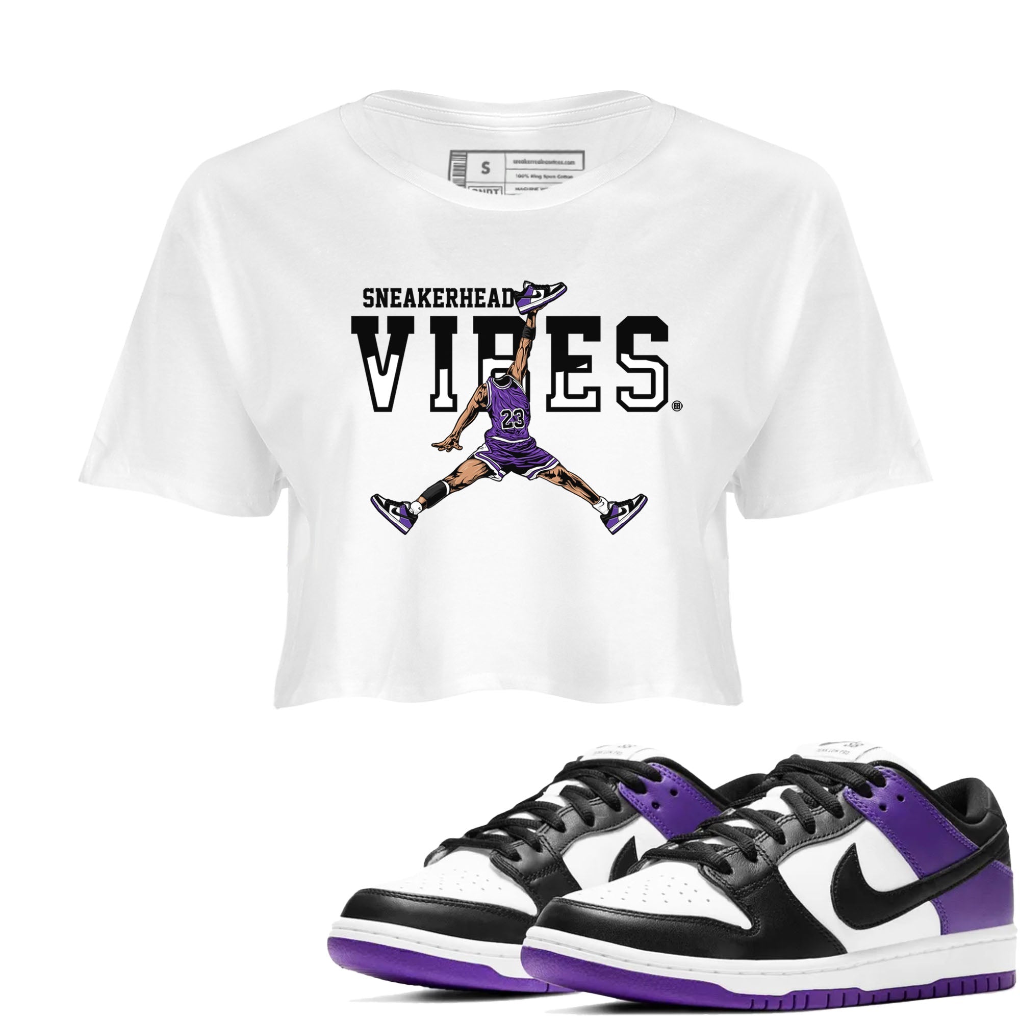 snkmatch Vibes snkmatch Tees Crop Top - Dunk Low Court Purple