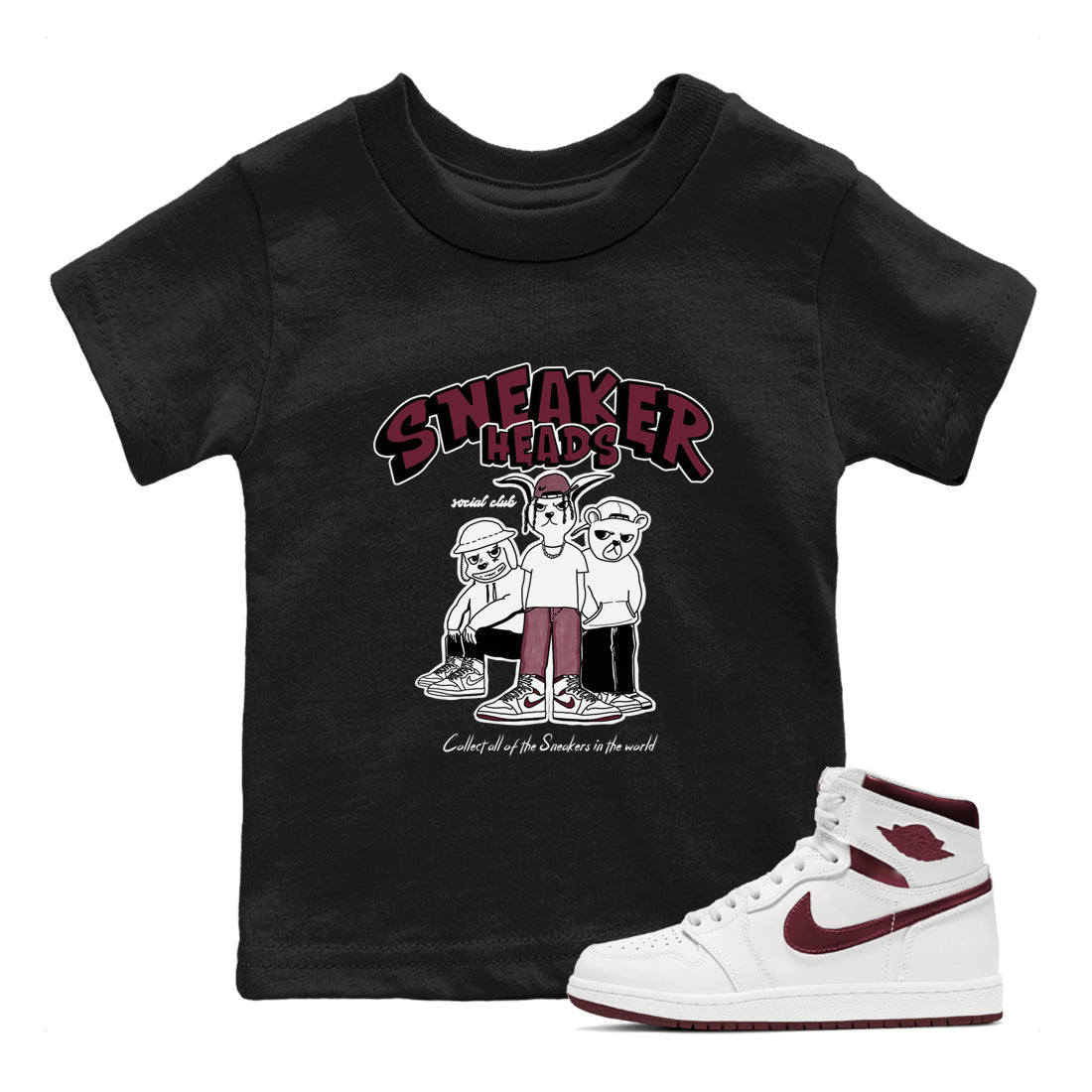 snkmatchs Social Club snkmatch Tees Kids - Air Jordan 1 Metallic Burgundy