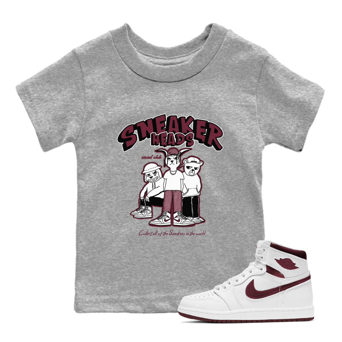 snkmatchs Social Club snkmatch Tees Kids - Air Jordan 1 Metallic Burgundy