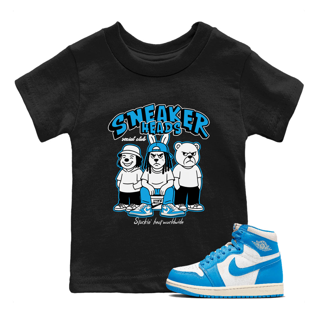 snkmatchs Social Club snkmatch Tees Kids - Air Jordan 1 UNC reimagined