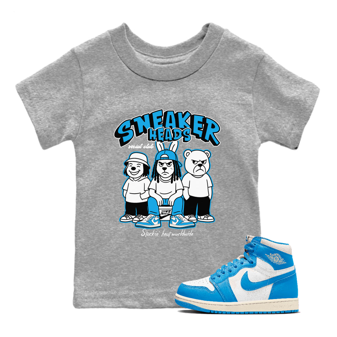 snkmatchs Social Club snkmatch Tees Kids - Air Jordan 1 UNC reimagined