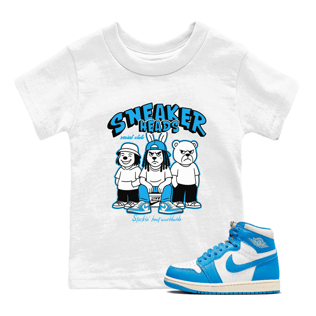 snkmatchs Social Club snkmatch Tees Kids - Air Jordan 1 UNC reimagined