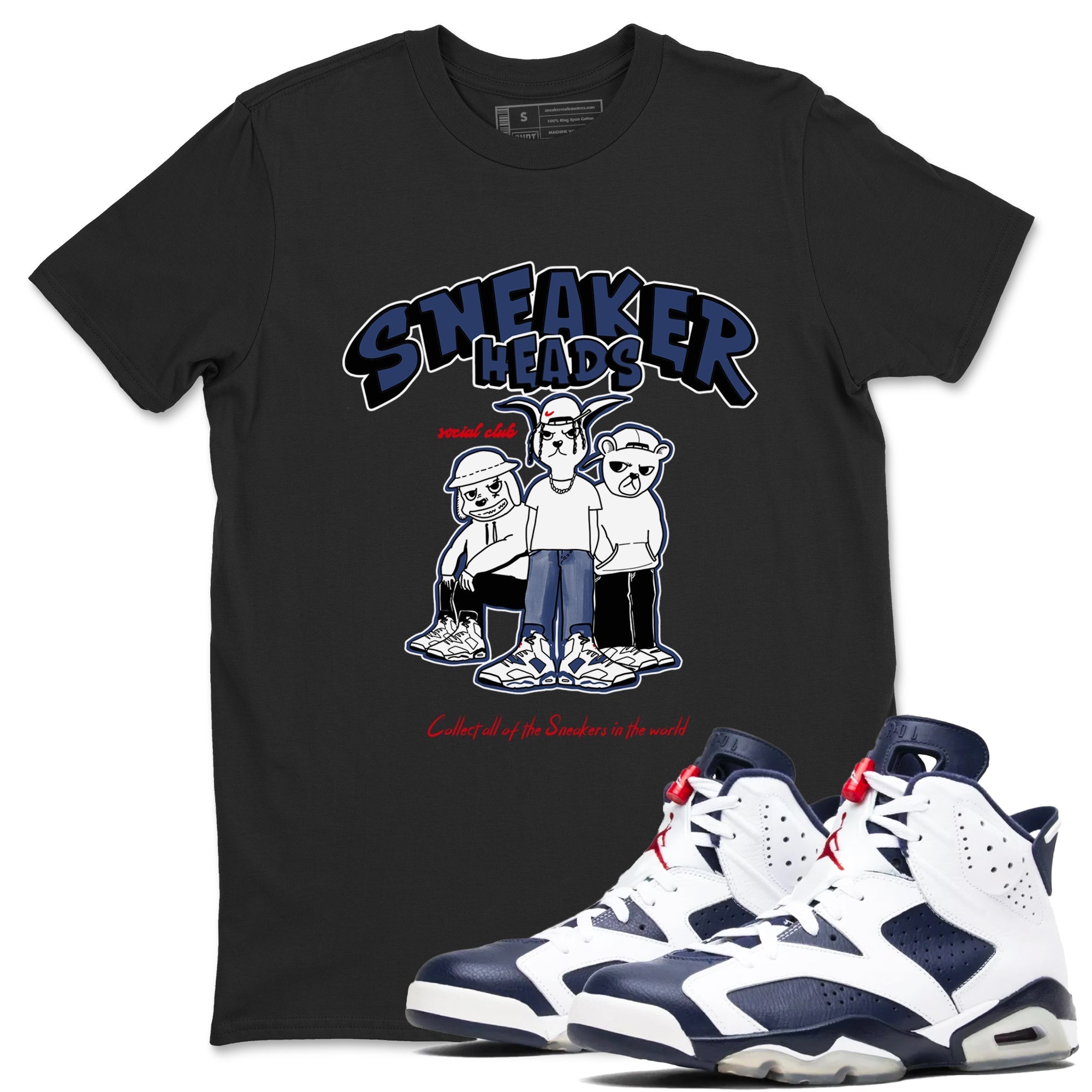 snkmatchs Social Club snkmatch Tees - Air Jordan 6 White And Midnight Navy