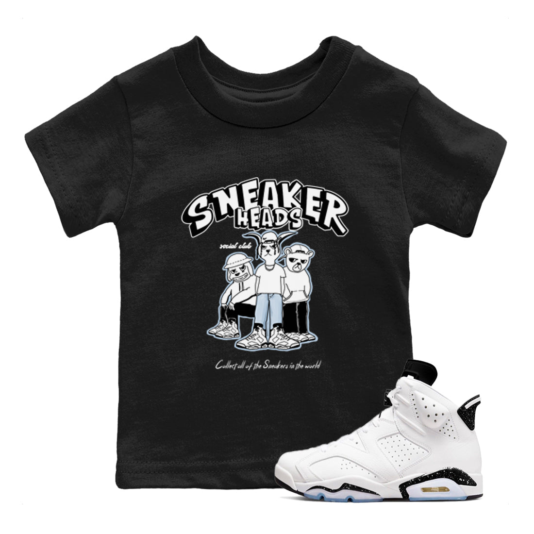 snkmatchs Social Club snkmatch Tees Kids - Air Jordan 6 White Black