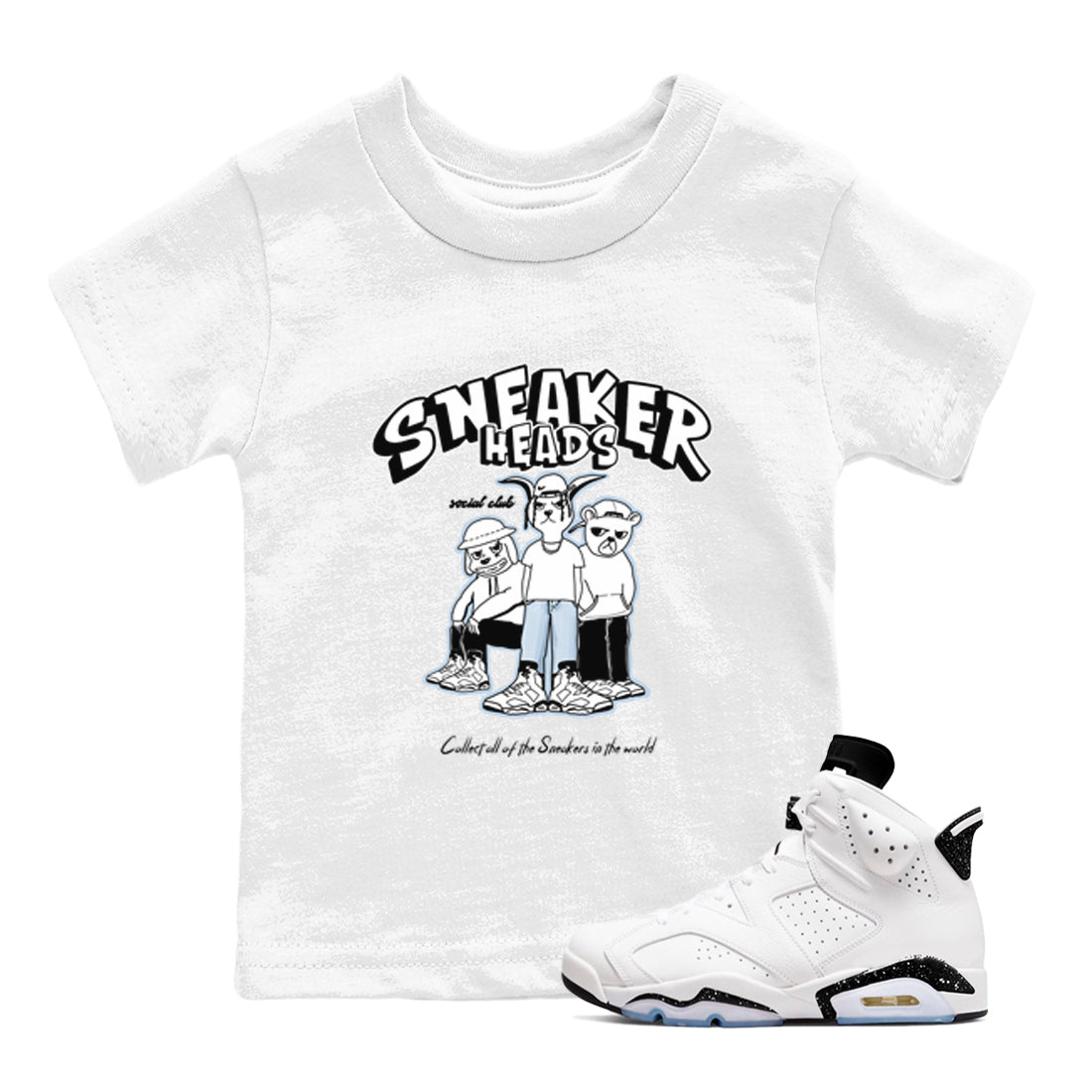 snkmatchs Social Club snkmatch Tees Kids - Air Jordan 6 White Black
