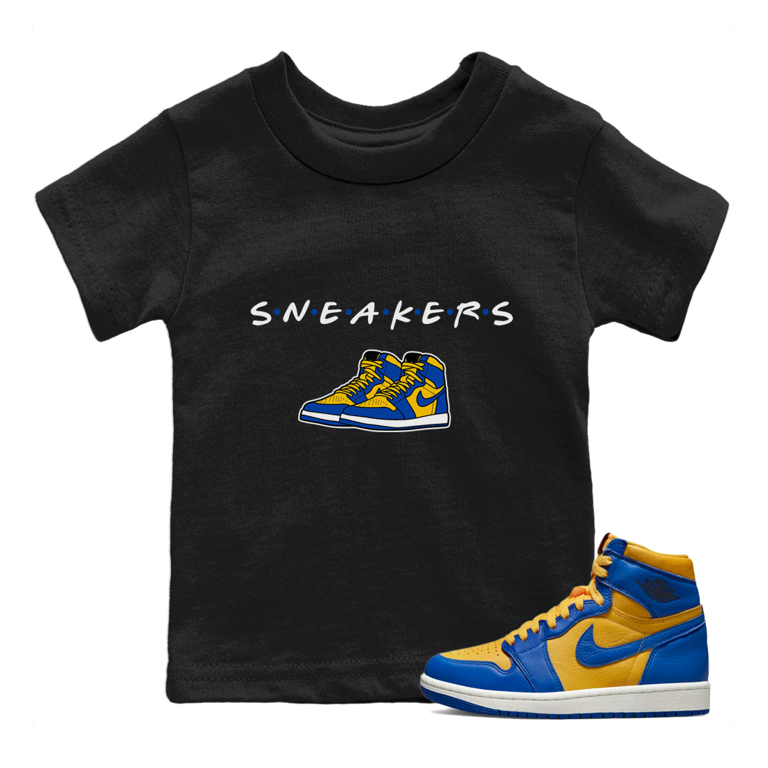 snkmatchs Kids Tops - Air Jordan 1 Game Royal Varsity Maize