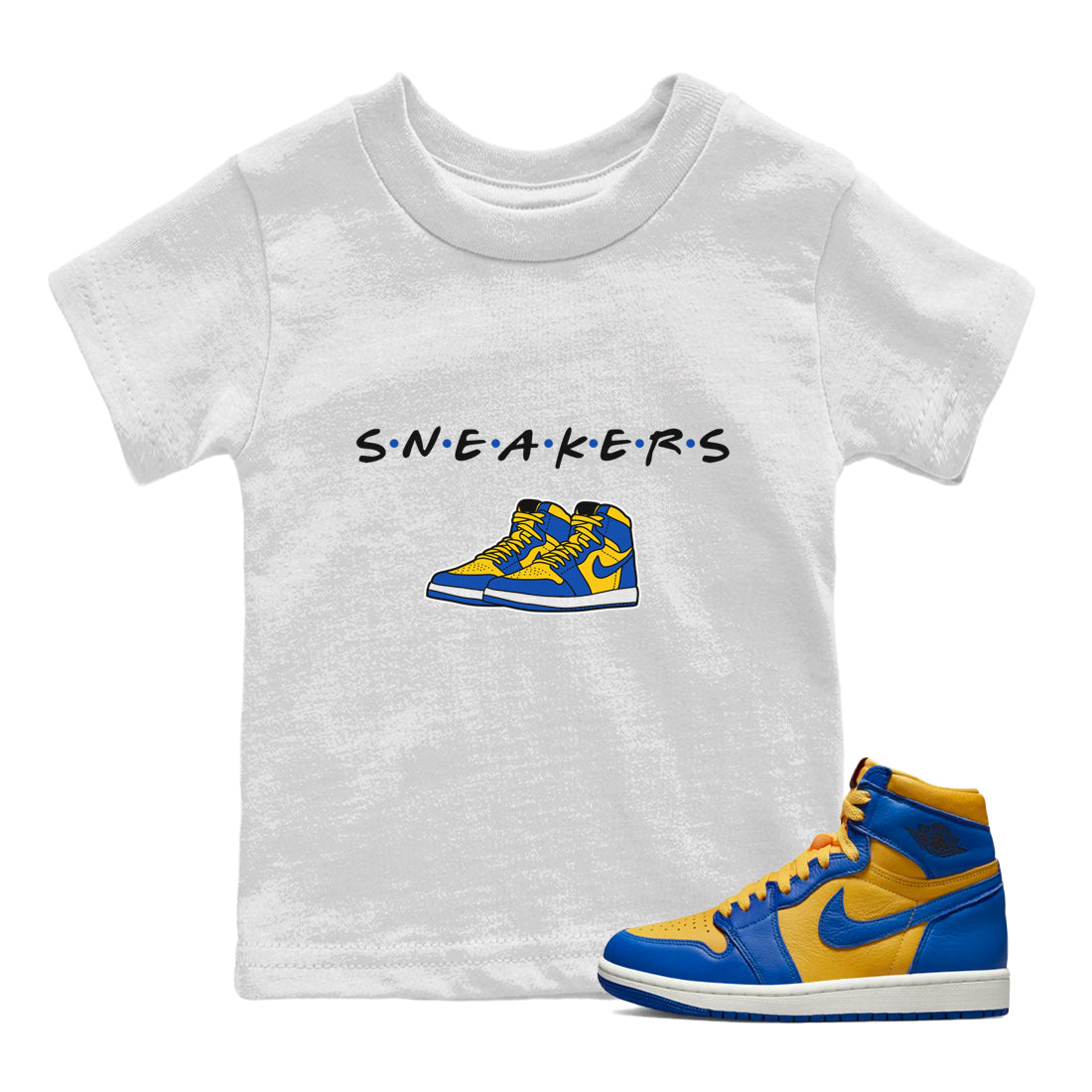 snkmatchs Kids Tops - Air Jordan 1 Game Royal Varsity Maize