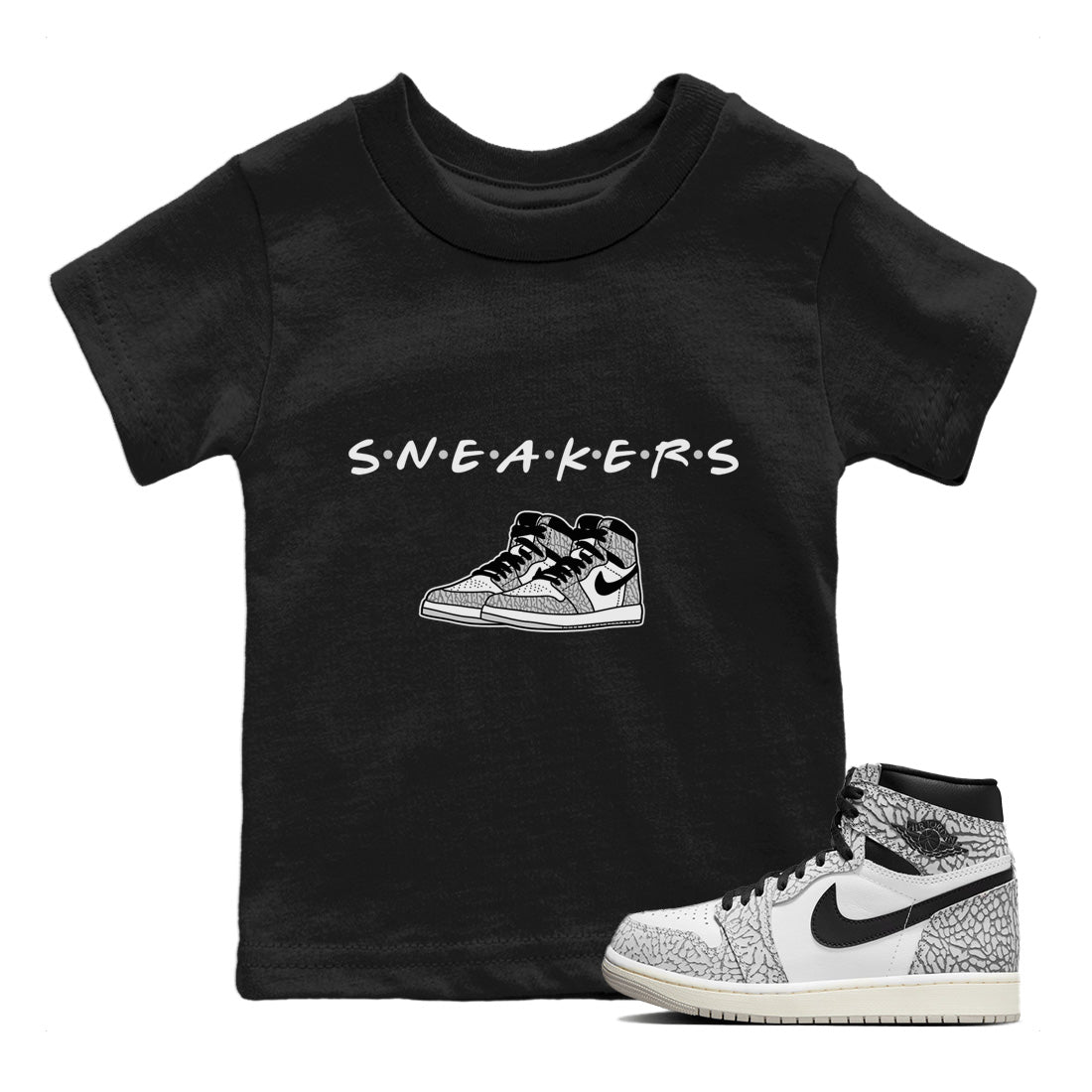 snkmatchs Kids Tops - Air Jordan 1 White Cement