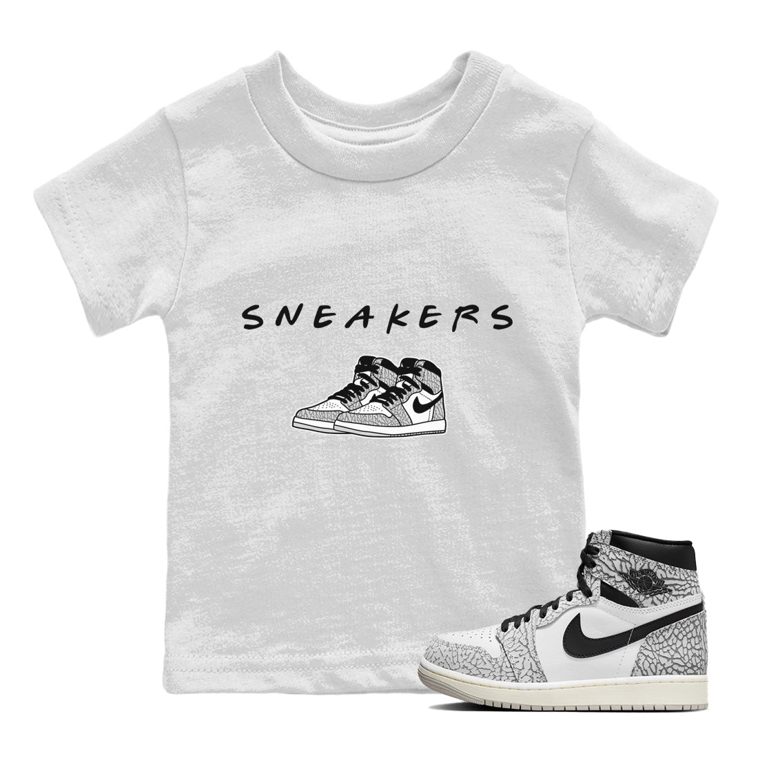 snkmatchs Kids Tops - Air Jordan 1 White Cement