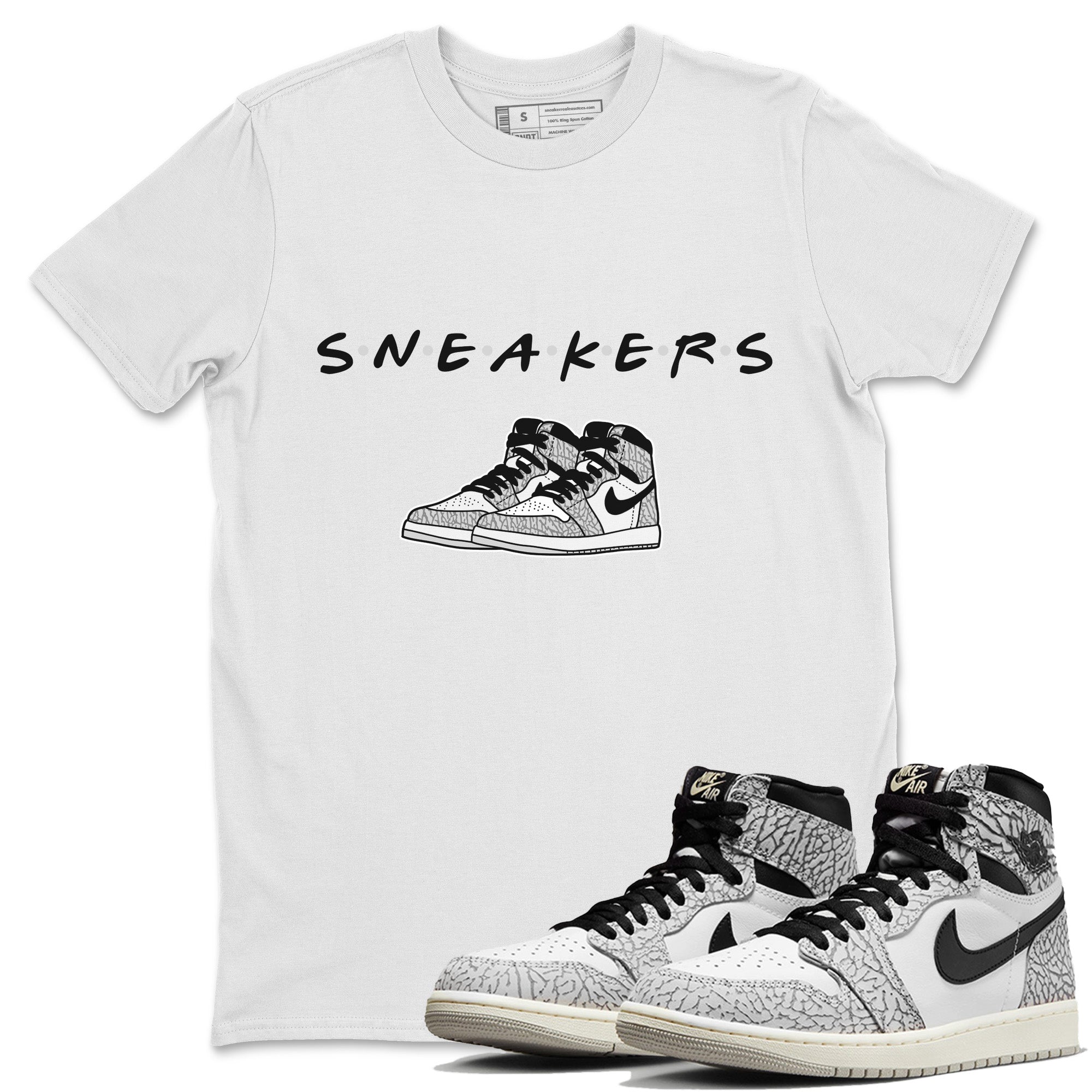 snkmatchs Unisex Tops - Air Jordan 1 White Cement