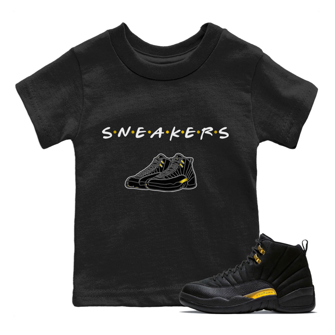 snkmatchs Kids Tops - Air Jordan 12 Black Taxi