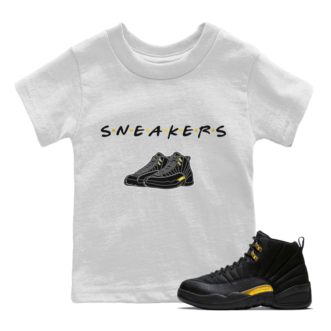 snkmatchs Kids Tops - Air Jordan 12 Black Taxi