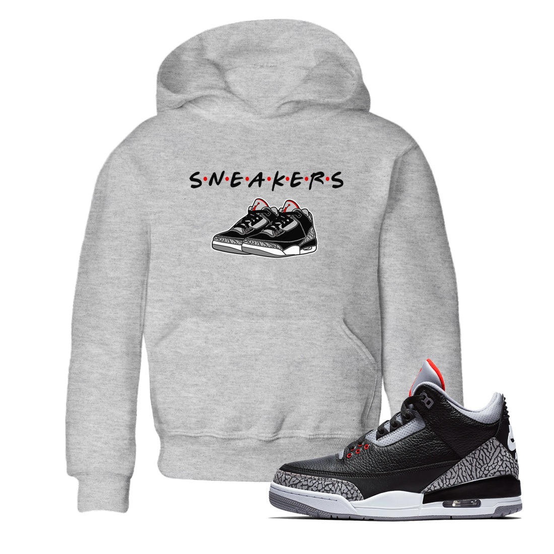 snkmatchs snkmatch Tees Kids - Air Jordan 3 Black Cement