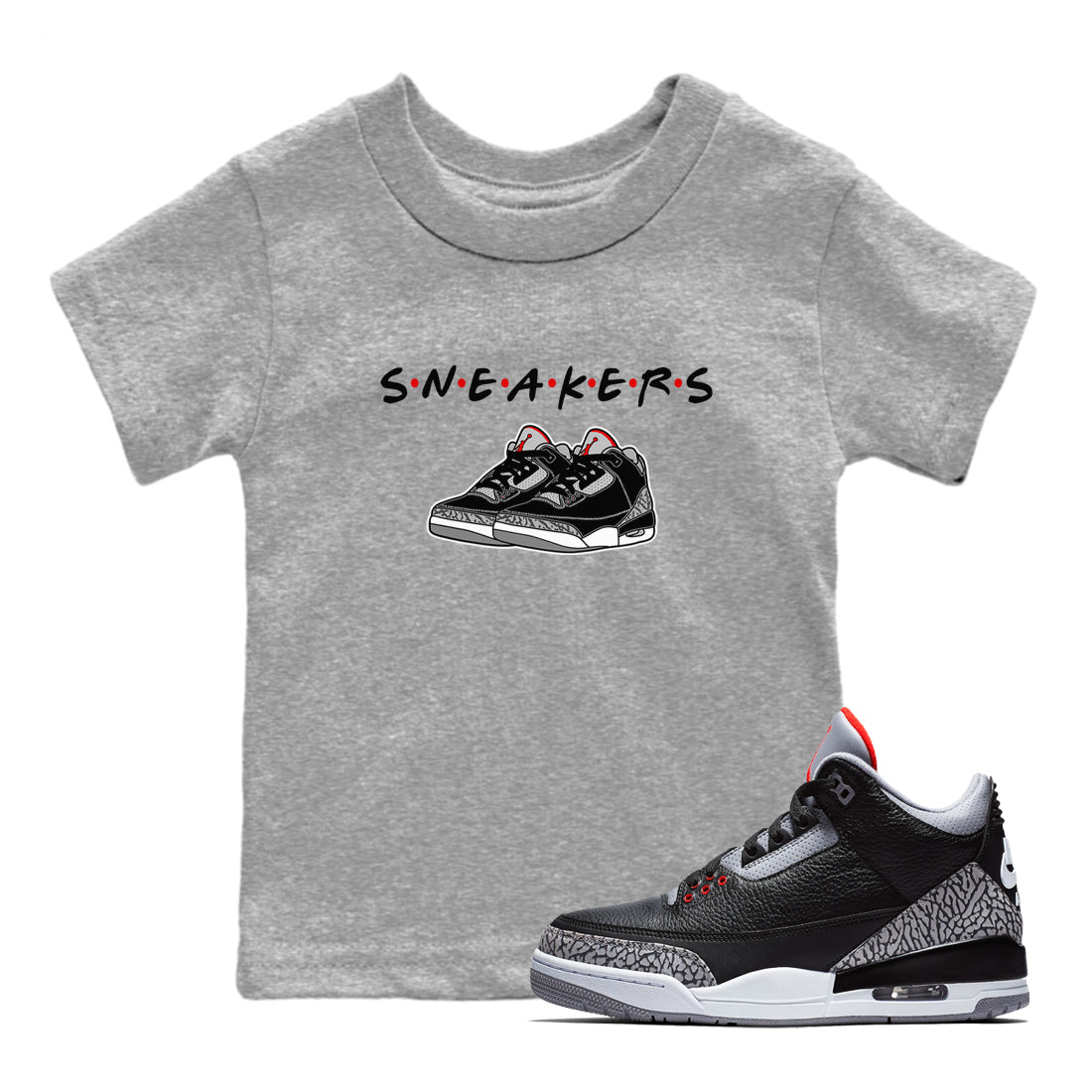 snkmatchs snkmatch Tees Kids - Air Jordan 3 Black Cement