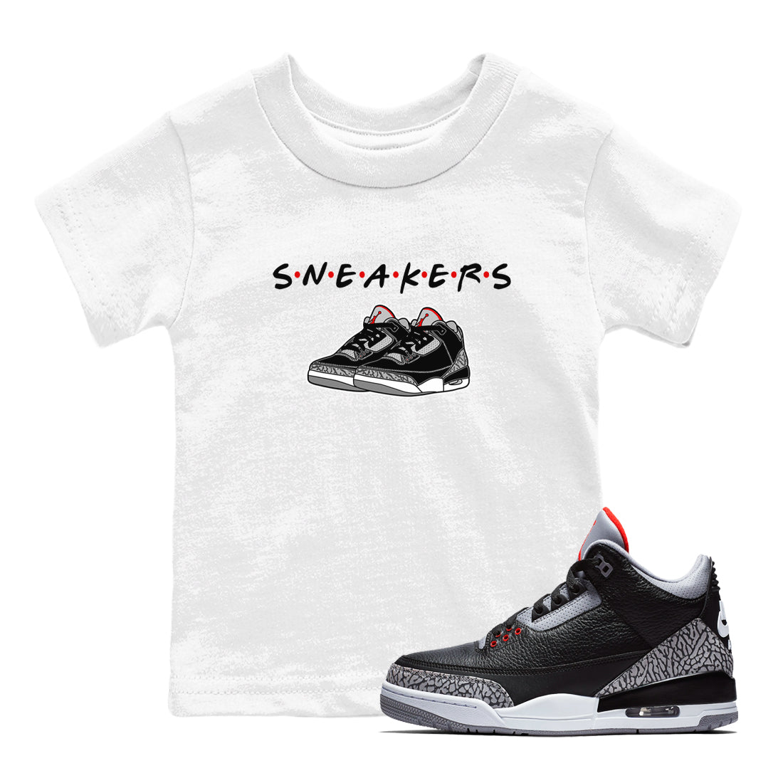 snkmatchs snkmatch Tees Kids - Air Jordan 3 Black Cement