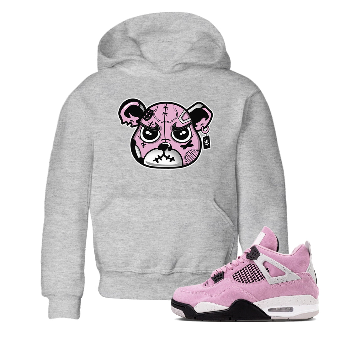snkmatchs Bear Face snkmatch Tees Kids - Air Jordan 4 Orchid