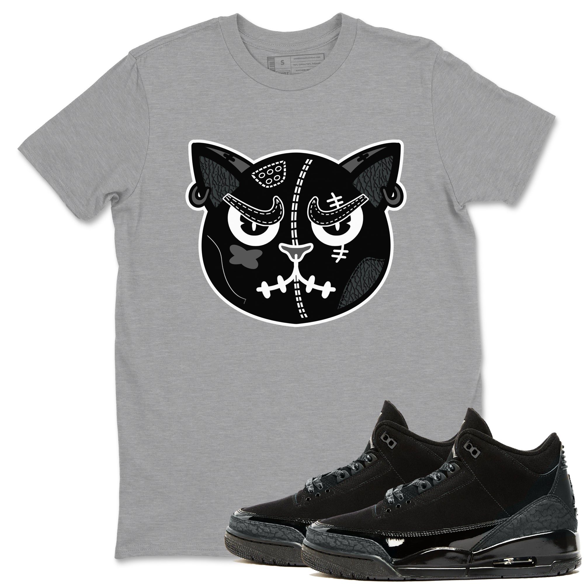 snkmatchs Cat Face snkmatch Tees - Air Jordan 3 Black Cat