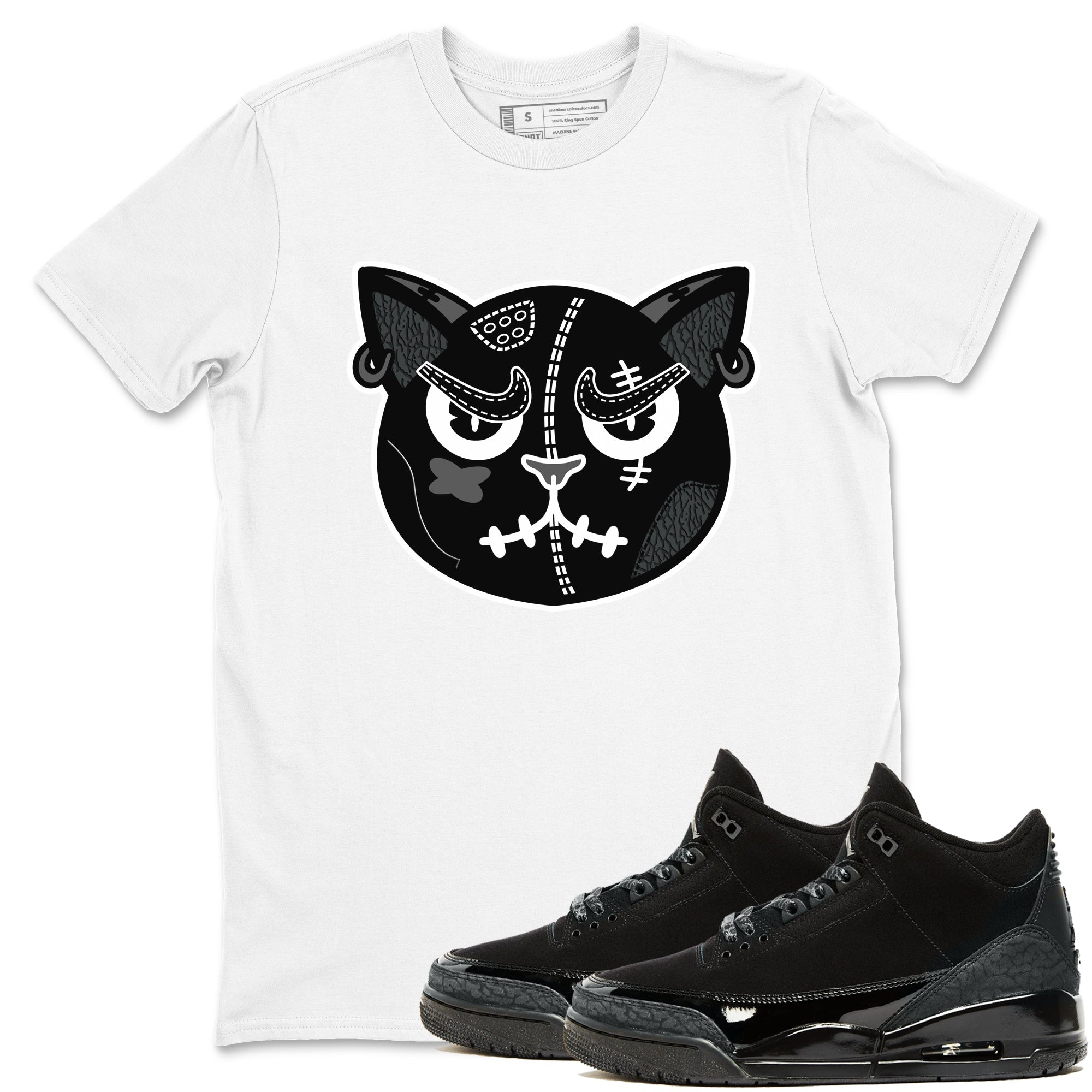 snkmatchs Cat Face snkmatch Tees - Air Jordan 3 Black Cat