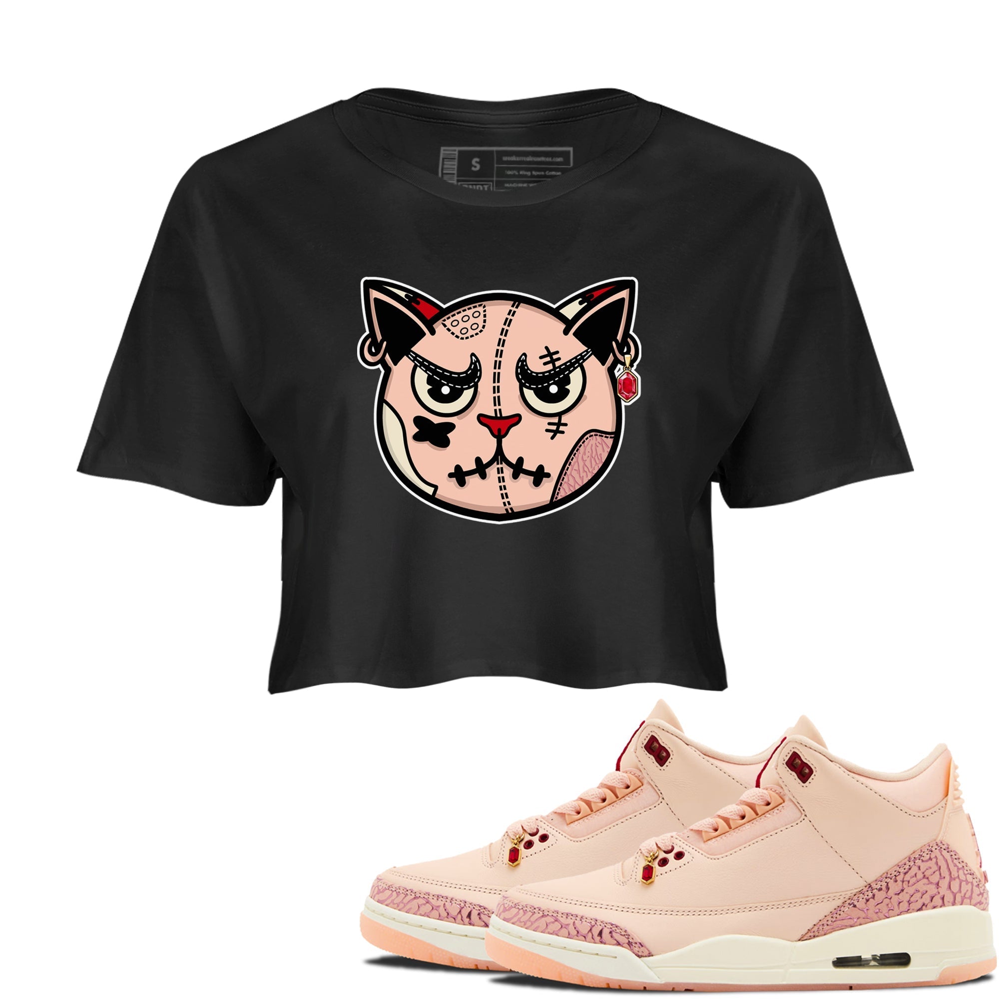 snkmatchs Cat Face snkmatch Women's Top - Air Jordan 3 Valentines Day