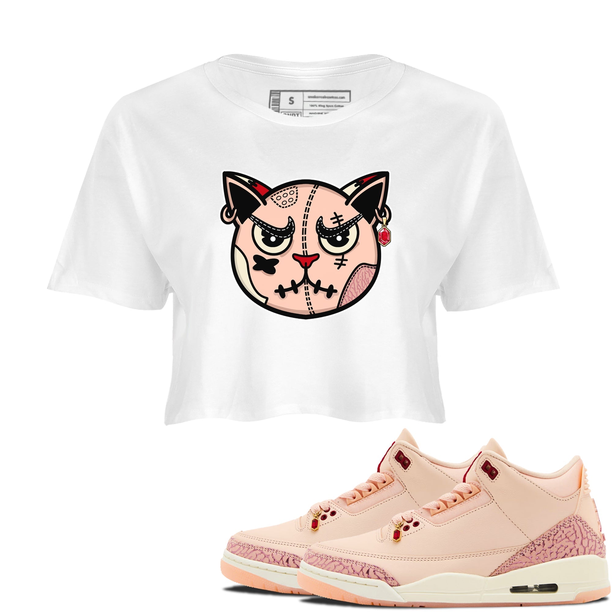snkmatchs Cat Face snkmatch Women's Top - Air Jordan 3 Valentines Day