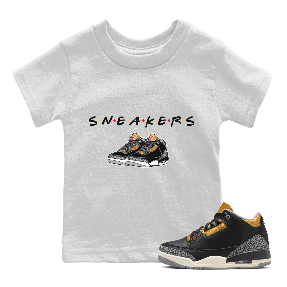 snkmatchs Kids Tops - Air Jordan 3 Black Gold