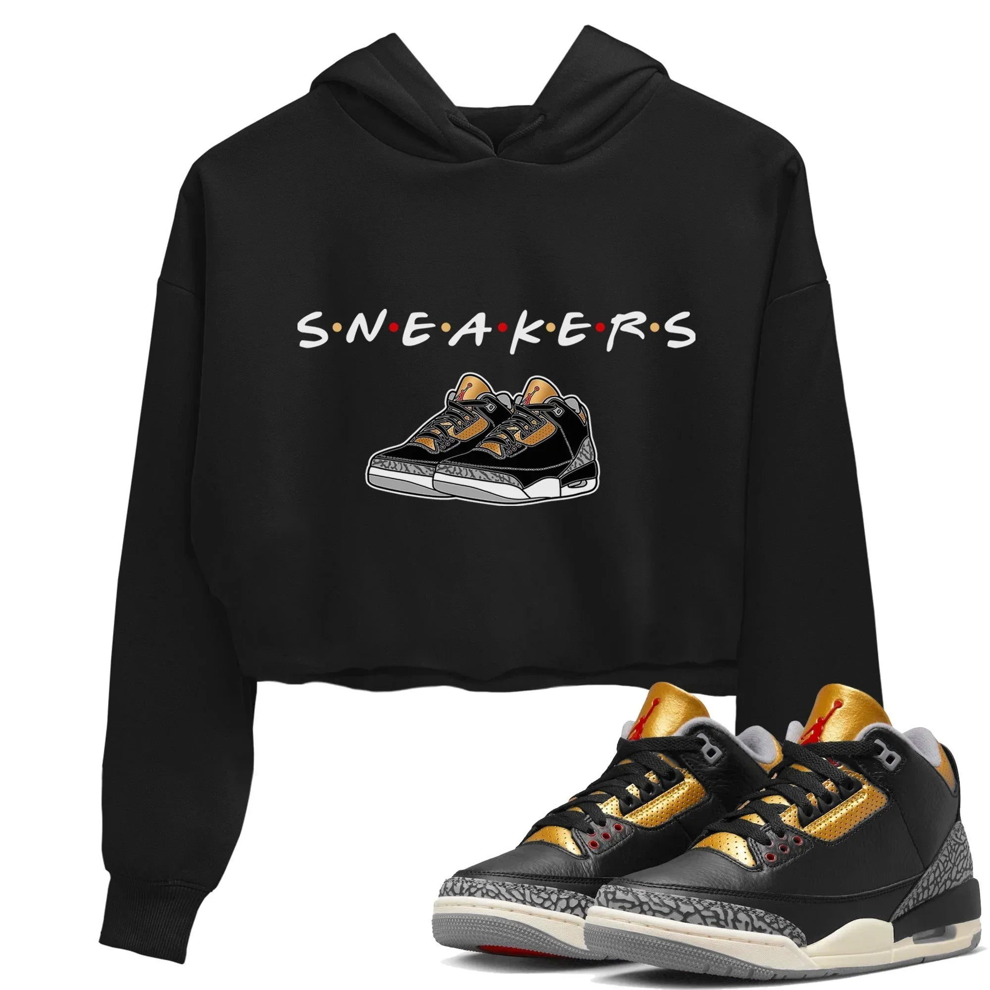 snkmatchs Women's Tops - Air Jordan 3 Black Gold
