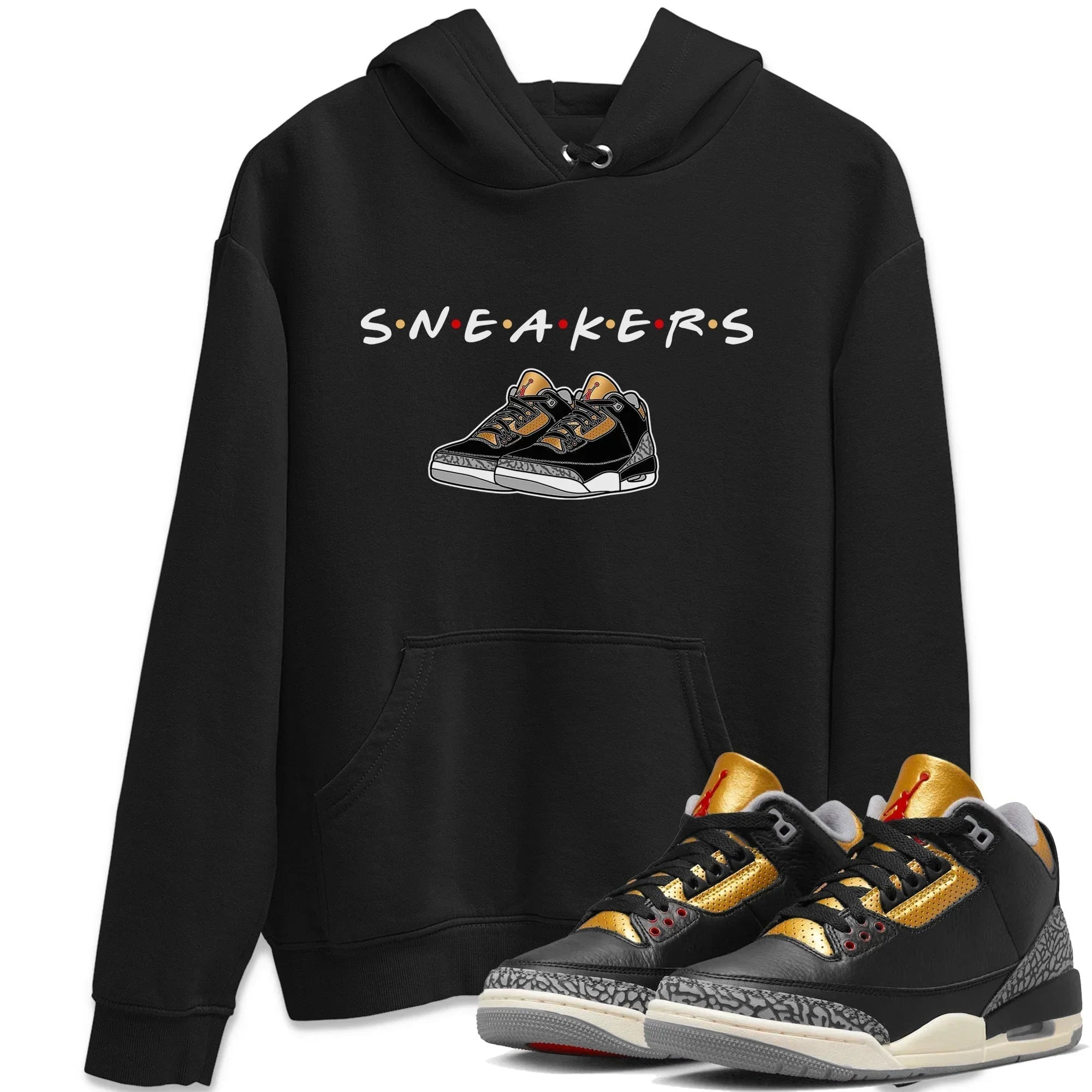snkmatchs Unisex Tops - Air Jordan 3 Black Gold