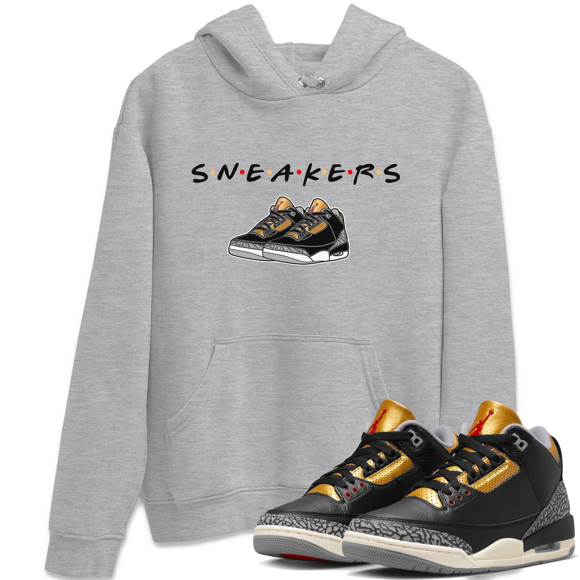 snkmatchs Unisex Tops - Air Jordan 3 Black Gold
