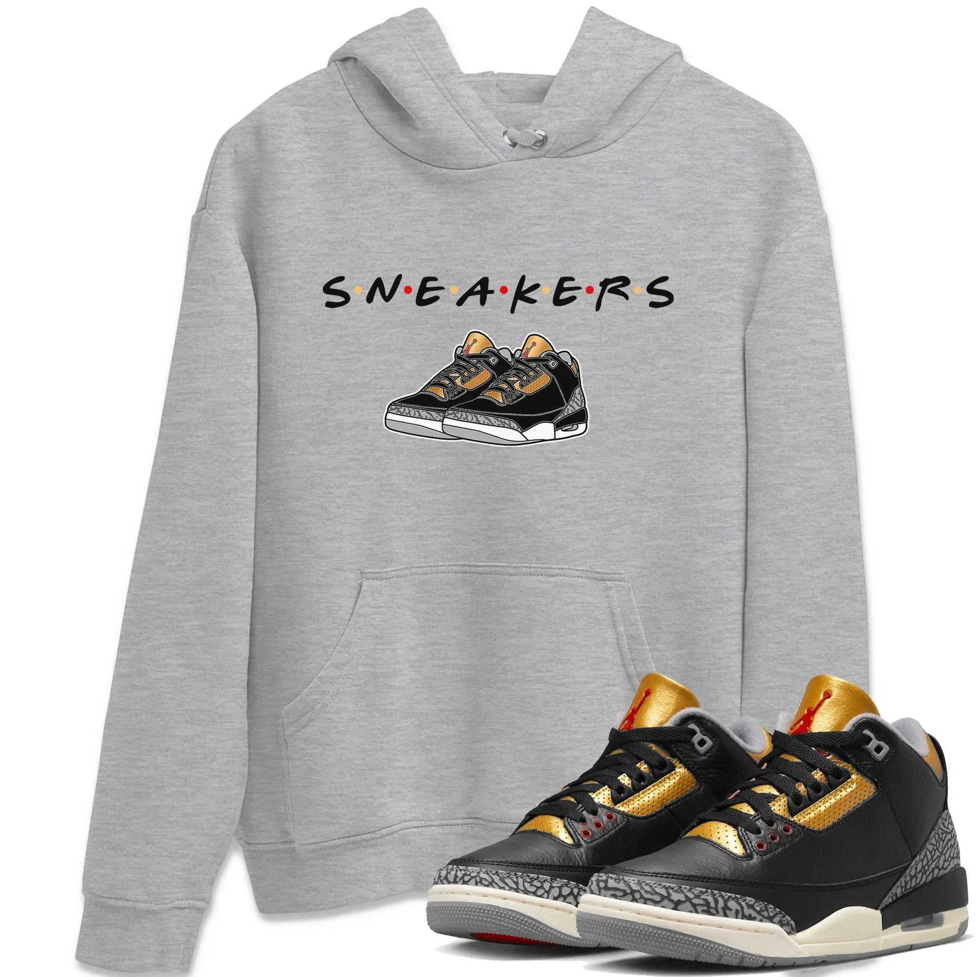 snkmatchs Unisex Tops - Air Jordan 3 Black Gold