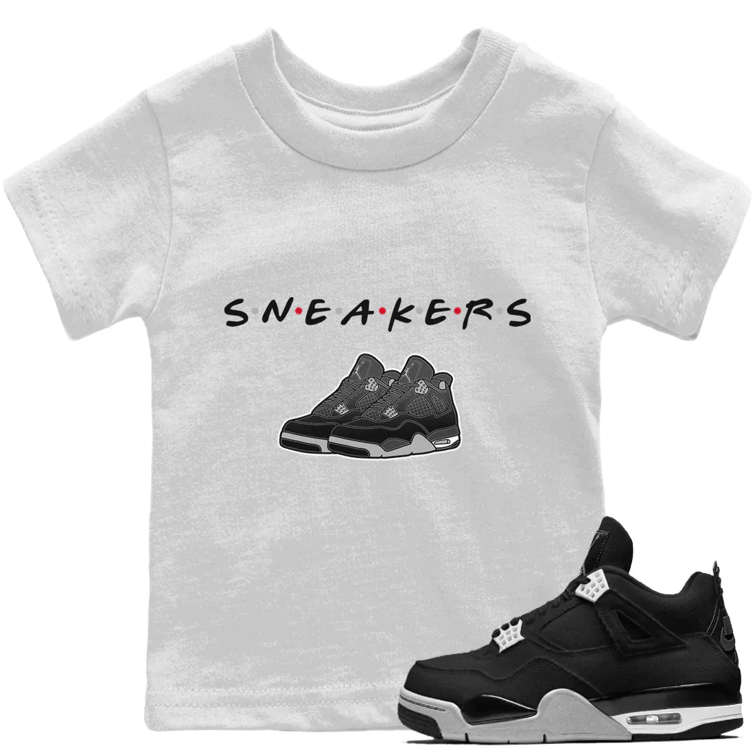 snkmatchs Kids Tops - Air Jordan 4 Black Canvas