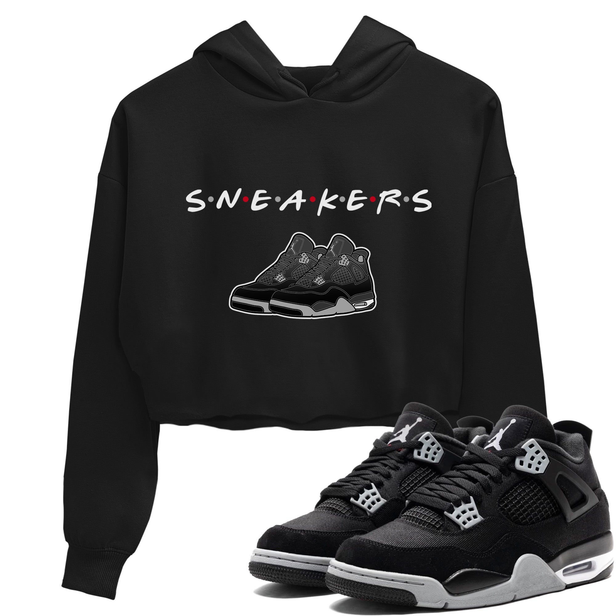 snkmatchs Women's Tops - Air Jordan 4 Black Canvas