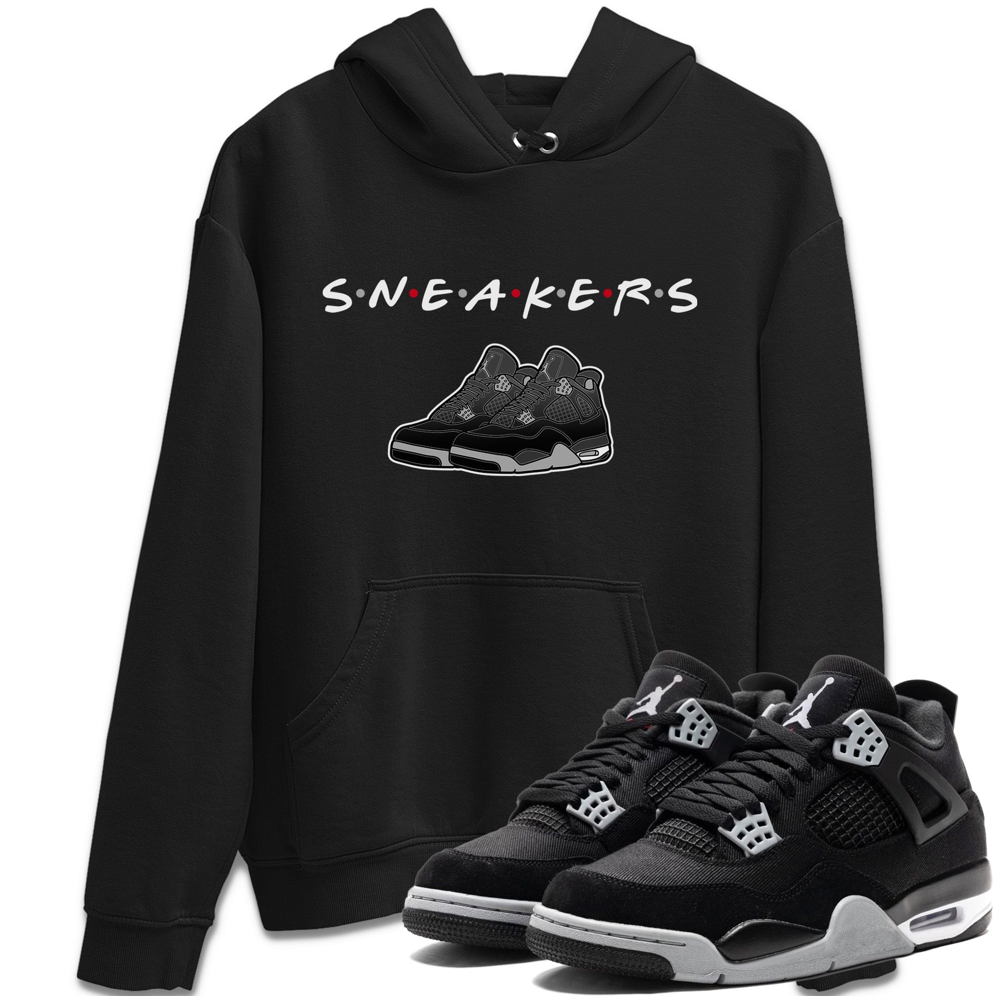 snkmatchs Unisex Tops - Air Jordan 4 Black Canvas