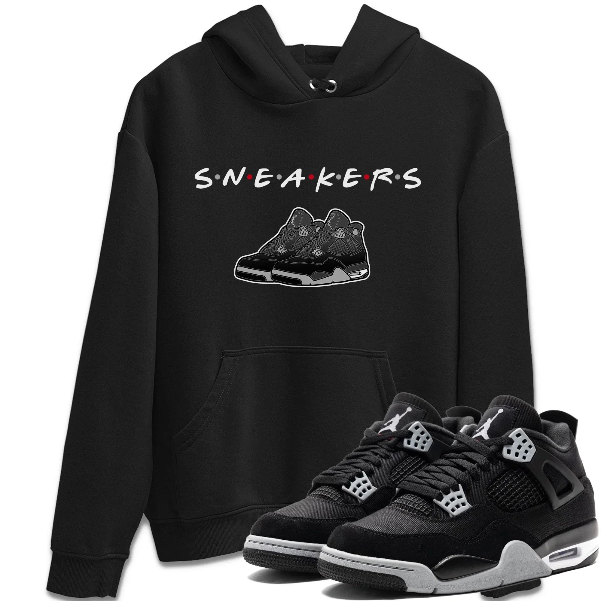 snkmatchs Unisex Tops - Air Jordan 4 Black Canvas