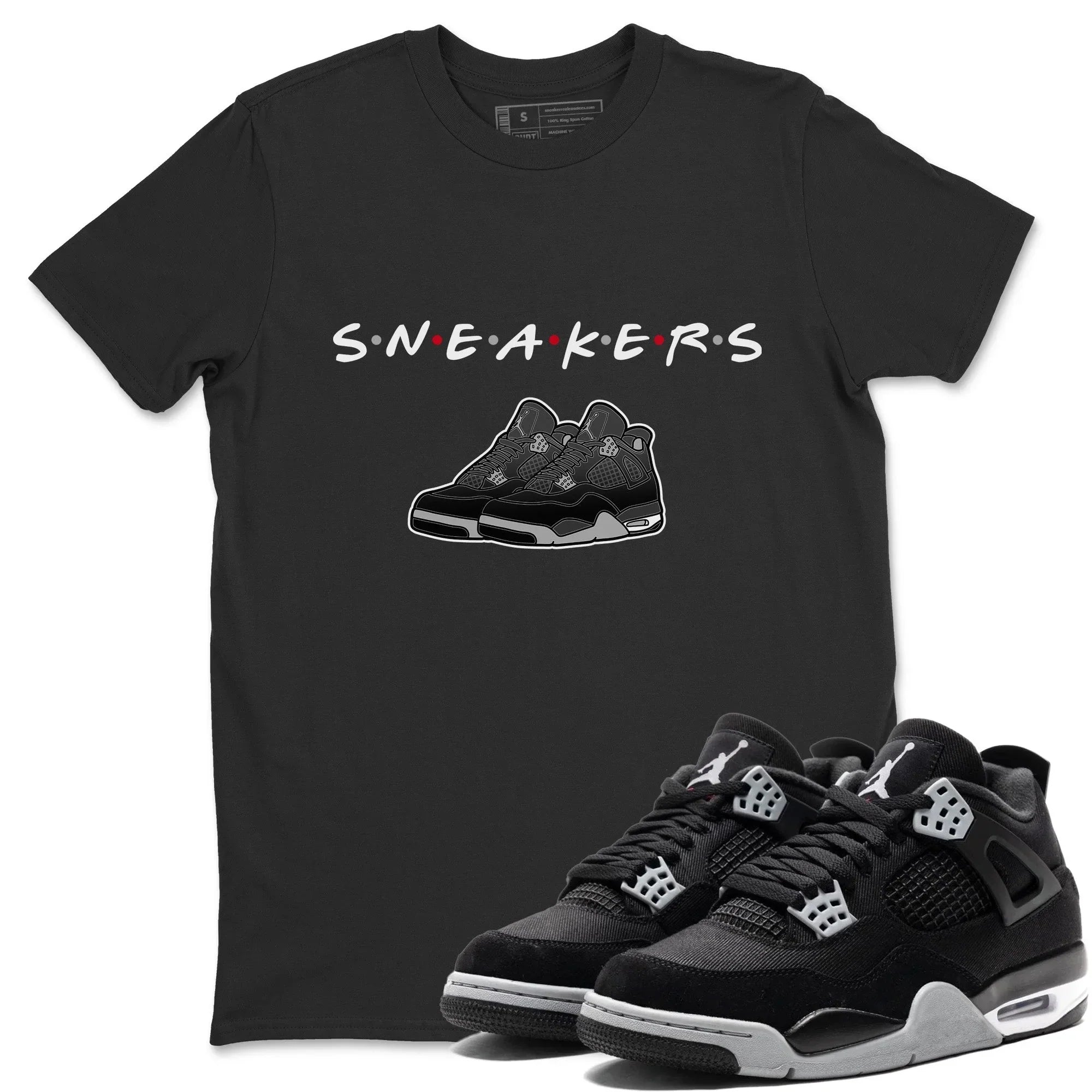 snkmatchs Unisex Tops - Air Jordan 4 Black Canvas
