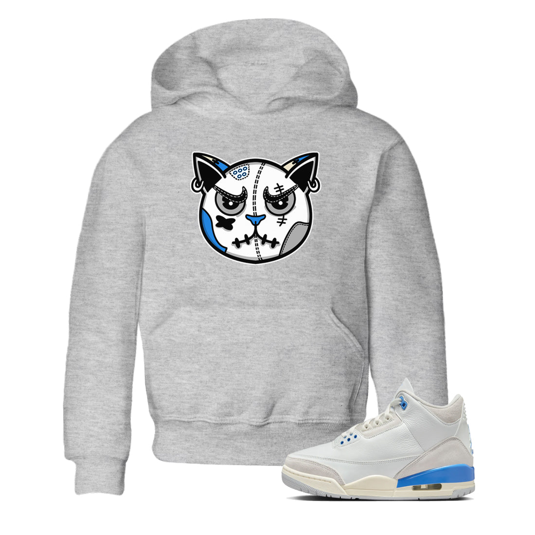 Snekaer Cat Face snkmatch Tees Kids - Air Jordan 3 Lucky Shorts