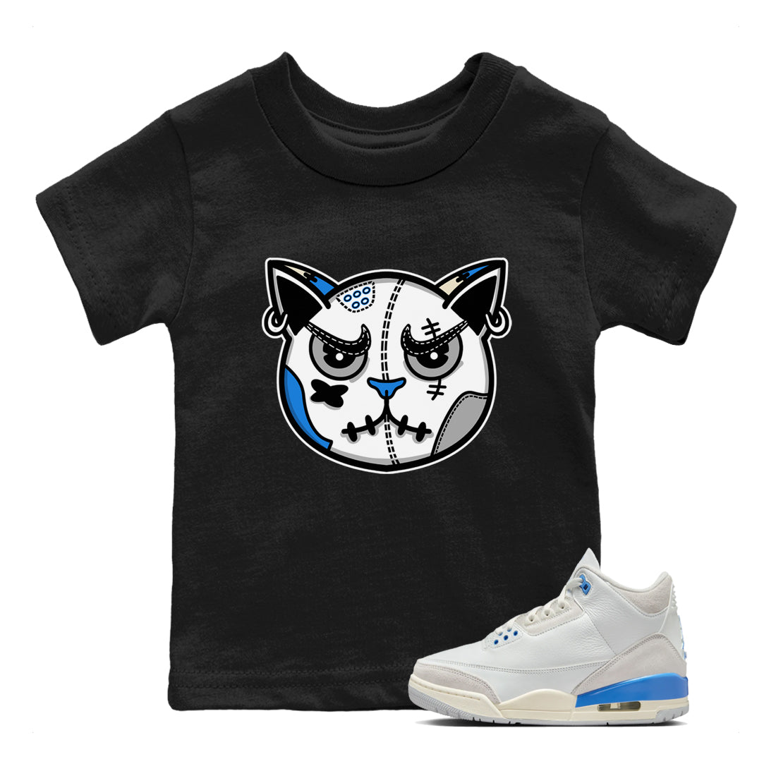 Snekaer Cat Face snkmatch Tees Kids - Air Jordan 3 Lucky Shorts