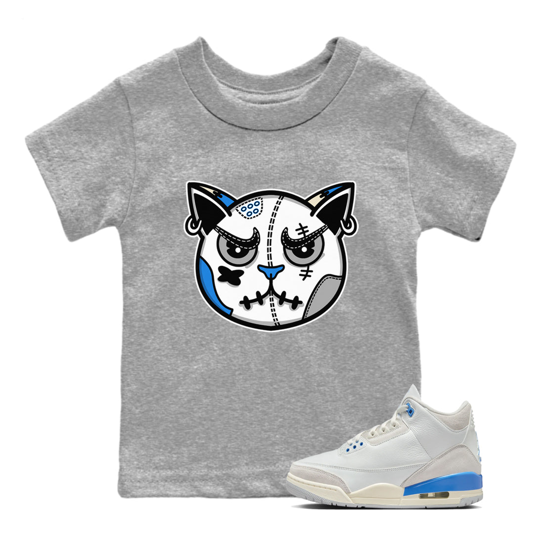 Snekaer Cat Face snkmatch Tees Kids - Air Jordan 3 Lucky Shorts