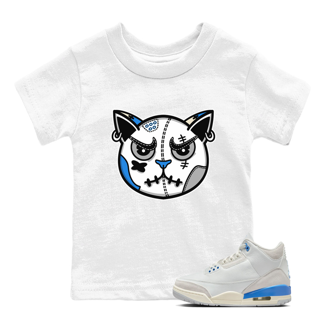 Snekaer Cat Face snkmatch Tees Kids - Air Jordan 3 Lucky Shorts