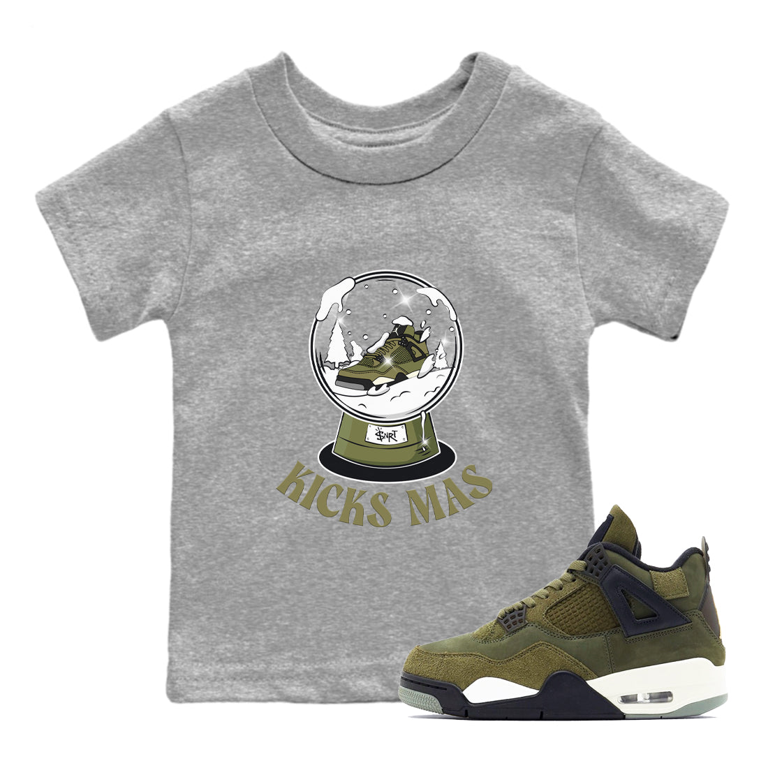 Snow Ball snkmatch Tee Kids - Air Jordan 4 Medium Olive