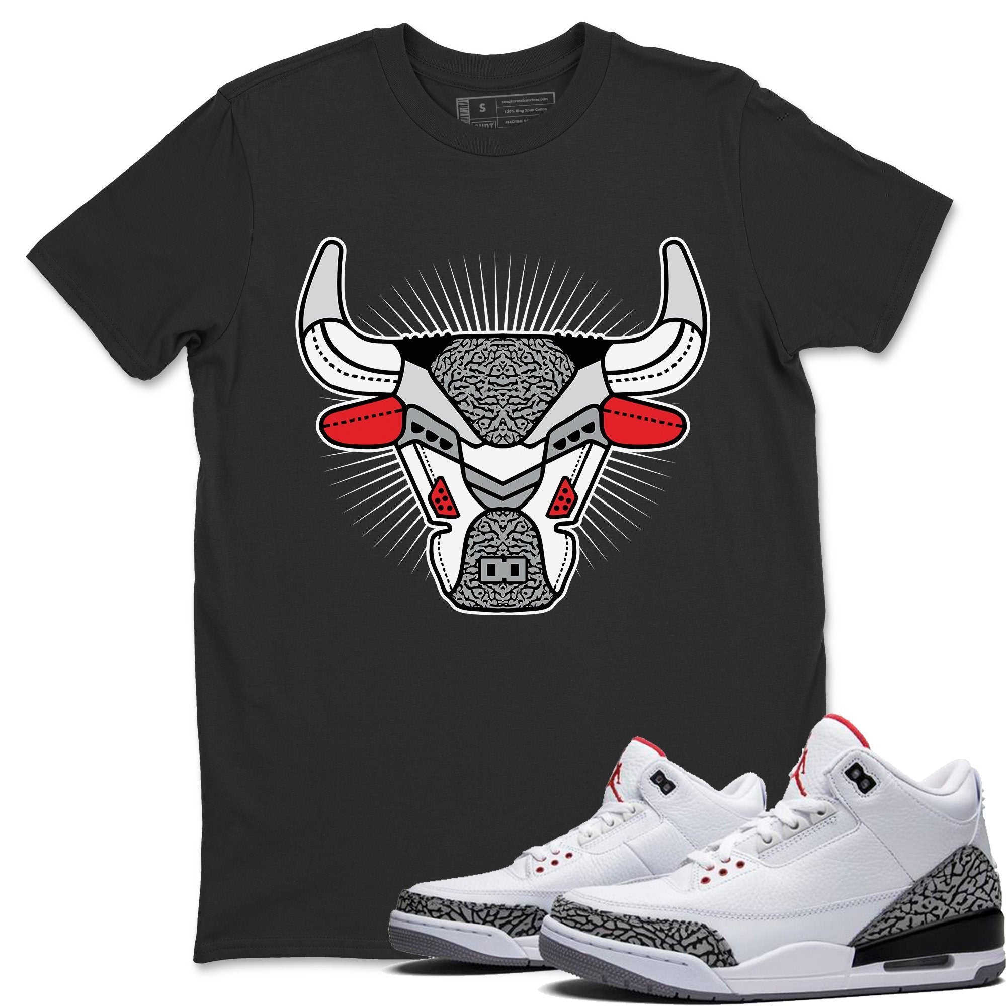AJ3 Bull Head Unisex Tops - Air Jordan 3 White Cement